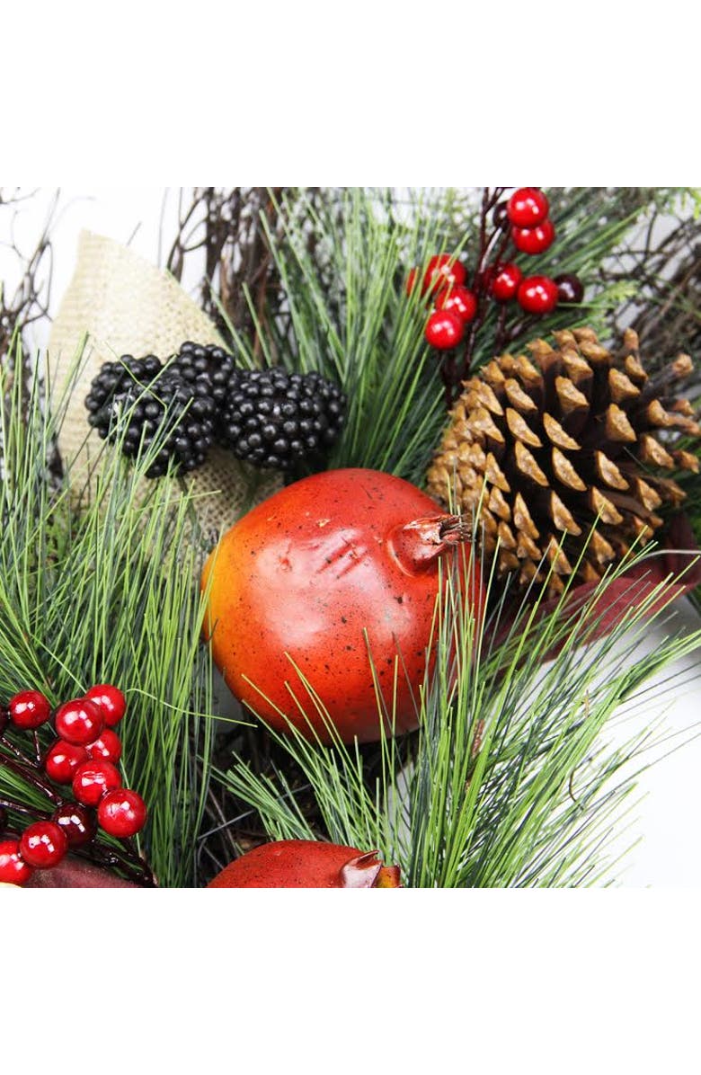 Northlight Mixed Berry, Leaves and Pomegranate Fall Harvest Garland - 6' x 10" - Green and Orange, Alternate, color, 
