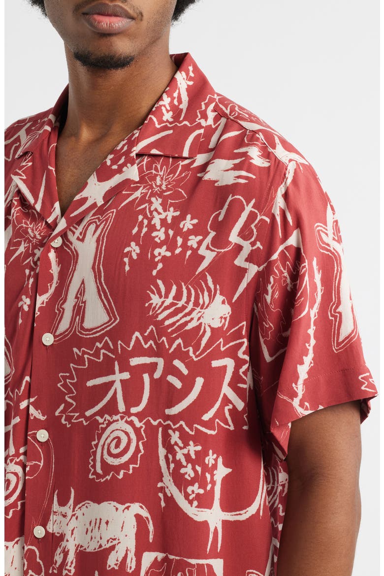 Gensou Rocco Camp Shirt, Alternate, color, RED
