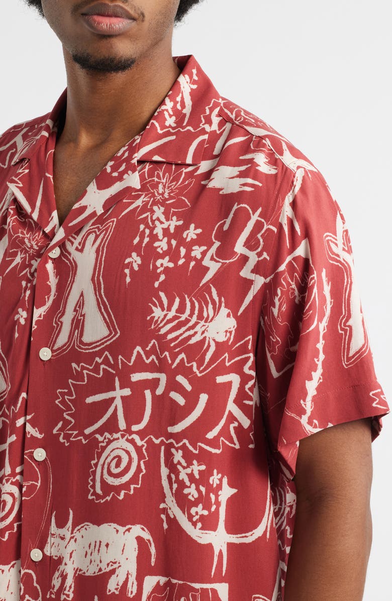 OAS Gensou Rocco Camp Shirt, Alternate, color, Red