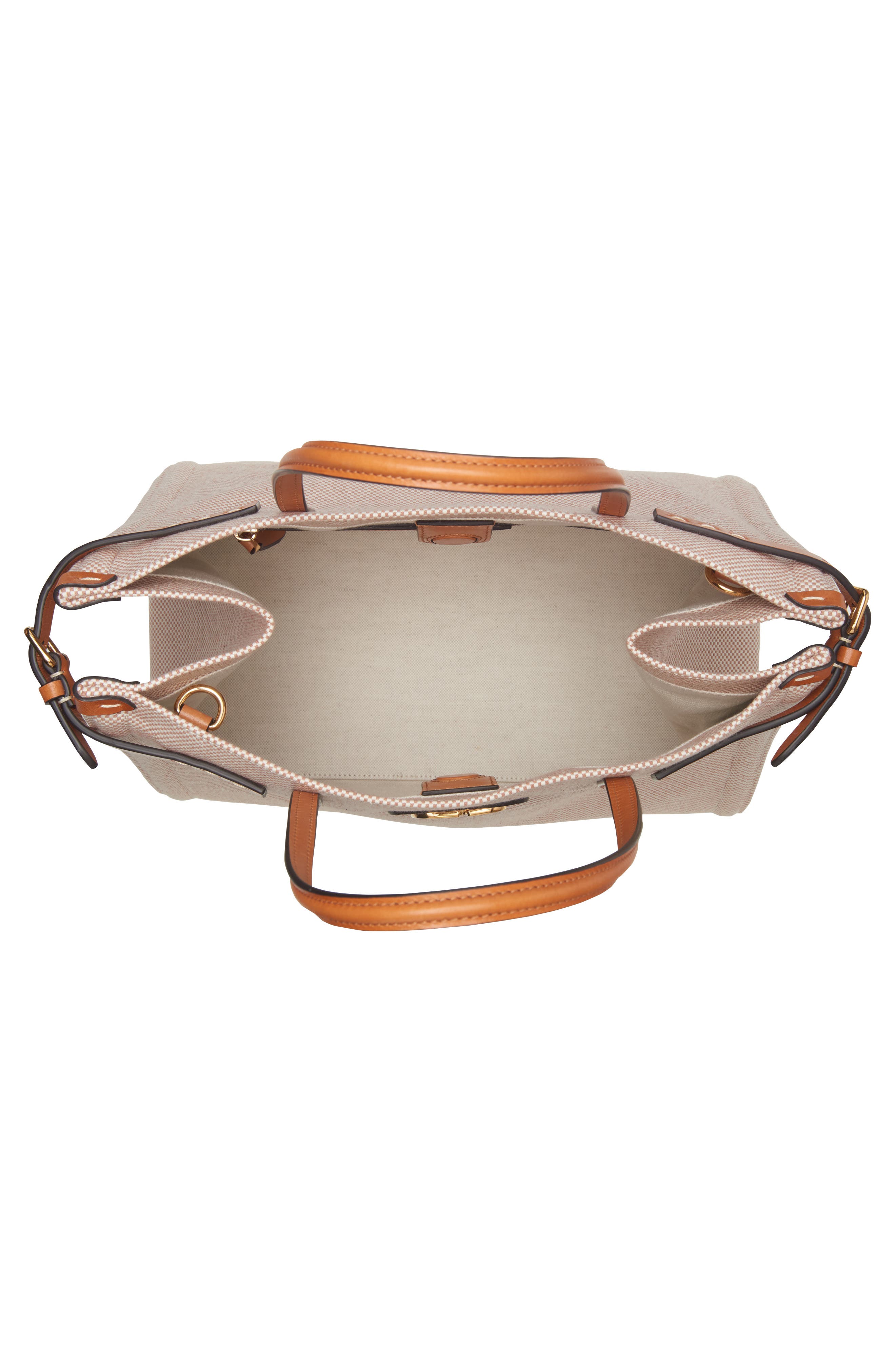 Valentino Garavani Medium Antibes Canvas Tote, Alternate, color, Naturale/ Tobacco/ Camel