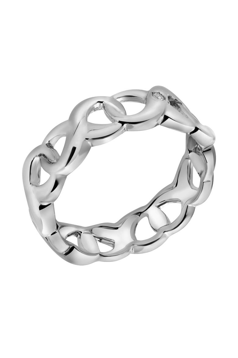 Brielle Sterling Silver 0.02 Ct Diamond Link Band Ring, Alternate, color, 925 Sterling Silver