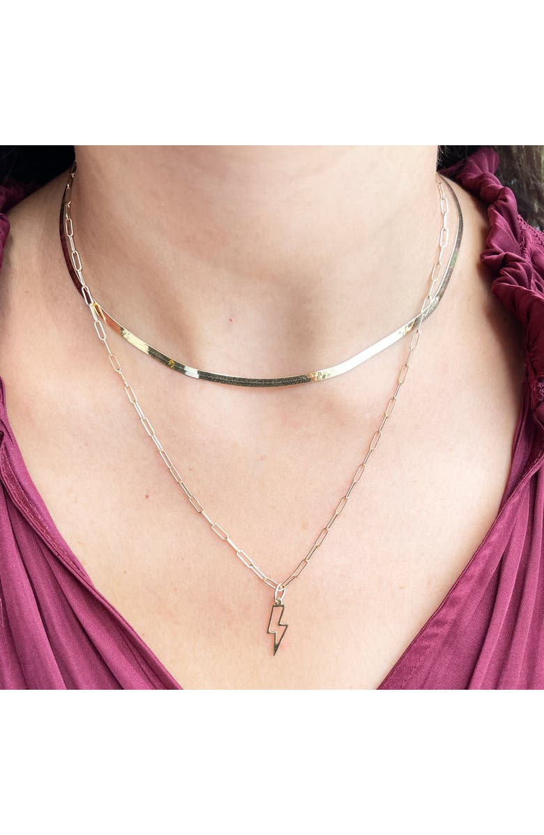 The Lovery Fine Jewelry Mini Gold Lightning Bolt Charm, Alternate, color, Yellow Gold