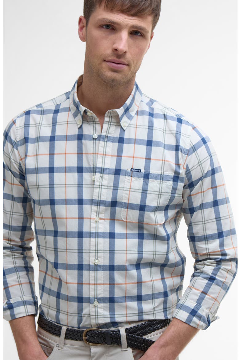 Rawley Tailored Fit Plaid Cotton Button-Down Shirt, Alternate, color, SEA HAZE TARTAN