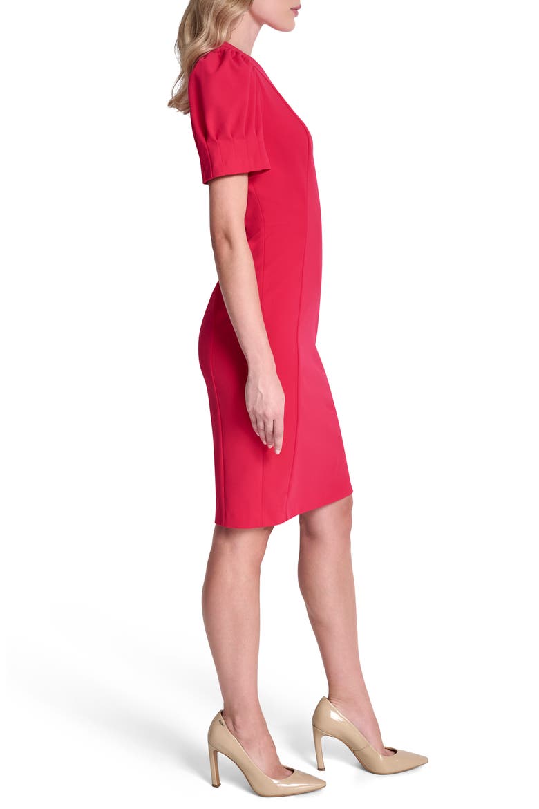 Puff Sleeve Sheath Dress, Alternate, color, LIPSTICK
