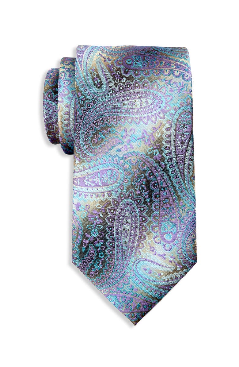 Synrgy by DXL Big & Tall Spring Paisley Tie, Main, color, Aqua