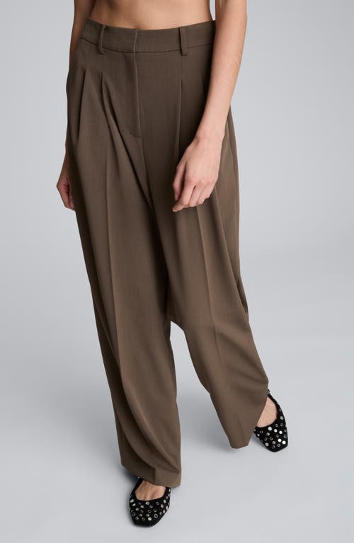 Kenneth Cole Double Pleat High Waist Wide Leg Pants In Brown