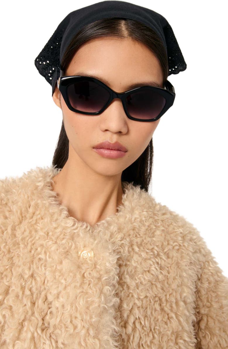 maje Short faux fur coat, Alternate, color, Beige