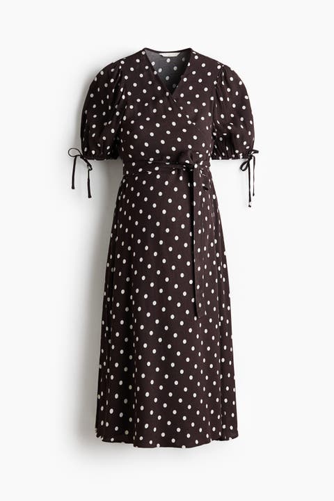 Mama Puff-sleeved Wrap Dress