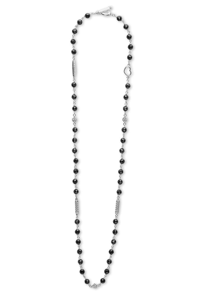 Caviar Icon Ceramic Beaded Necklace, Alternate, color, SILVER