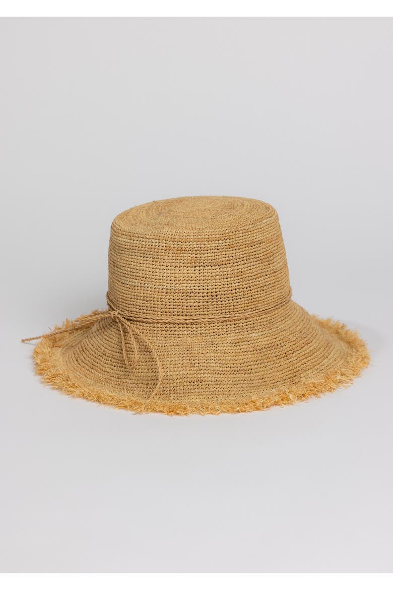 Packable Raffia Bucket Hat, Main, color, Natural