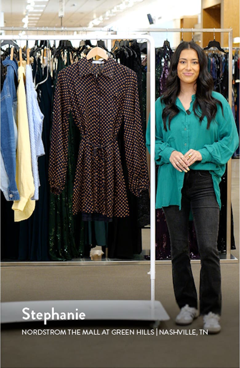 Rae Tie Belt Long Sleeve Linen Mini Shirtdress, sales video thumbnail