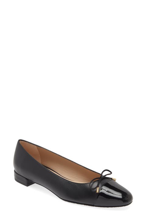 Sleek Cap Toe Bow Flat (Women)