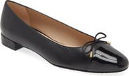 Stuart Weitzman Sleek Cap Toe Bow Flat