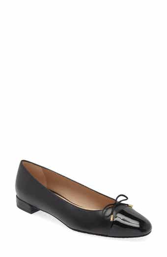Stuart Weitzman Sleek Cap Toe Bow Flat