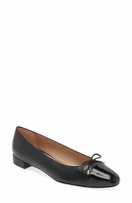 Stuart Weitzman Sleek Cap Toe Bow Flat