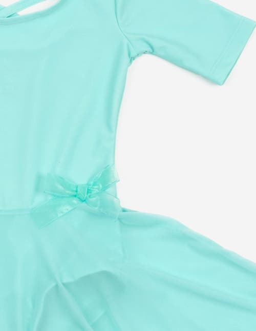 Leveret Girls Short Sleeve Skirted Leotard In Blue