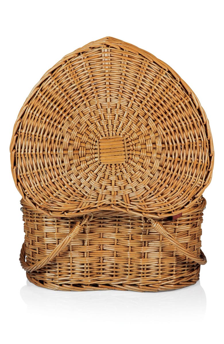 Picnic Time Heart Shaped Wicker Picnic Basket, Alternate, color, Brown