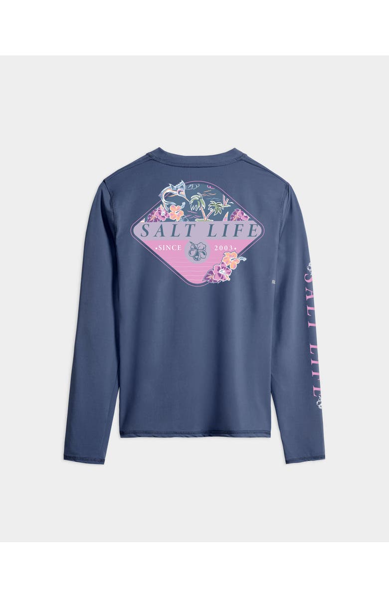 Salt Life Salty Marlin Badge Performance Long Sleeve Tee, Alternate, color, Indigo Heather