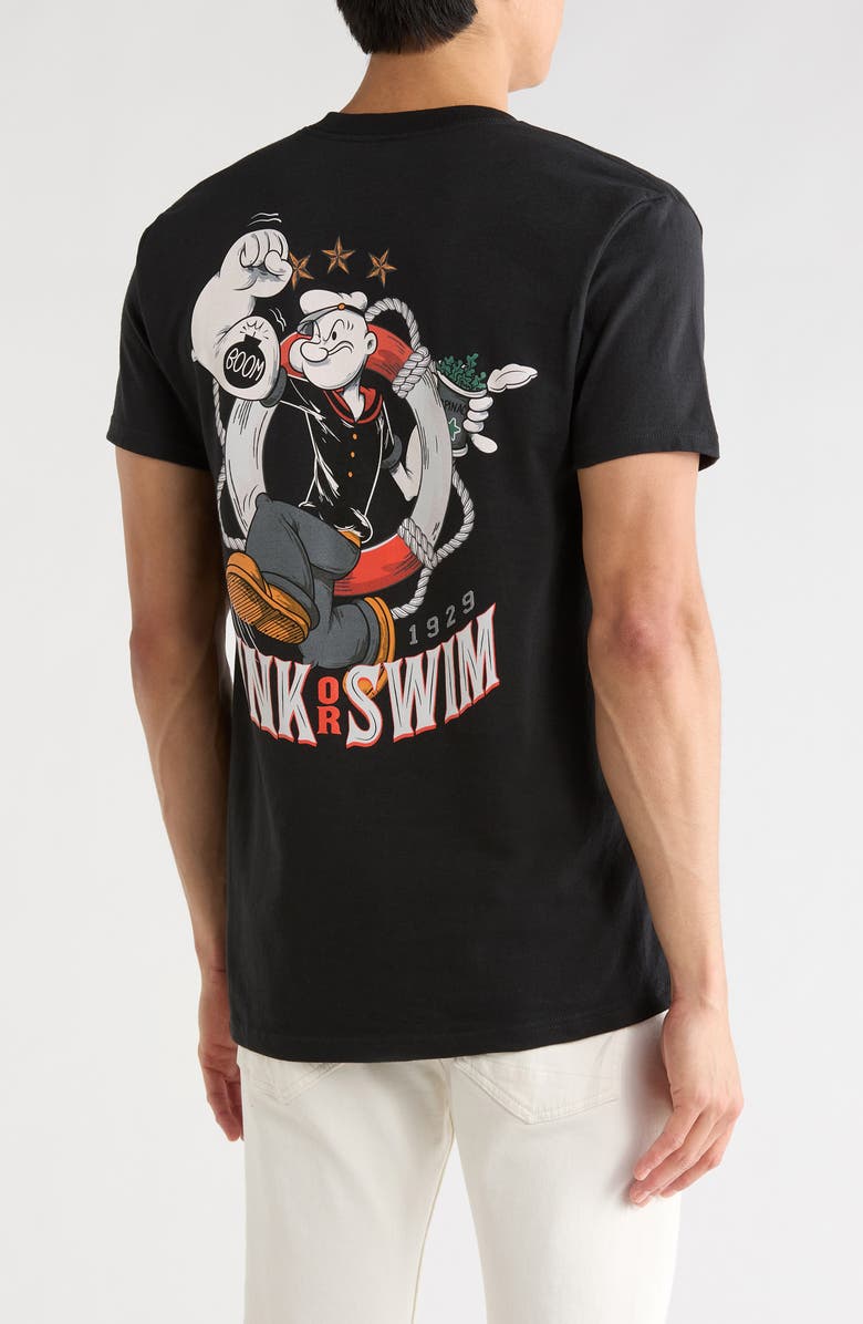 The Forecast Agency Popeye Sink Or Swim Graphic T-Shirt, Alternate, color, Black