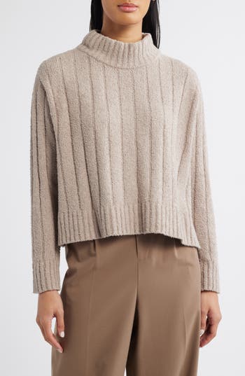 EILEEN FISHER EILEEN FISHER MOCK NECK RIBBED SWEATER 