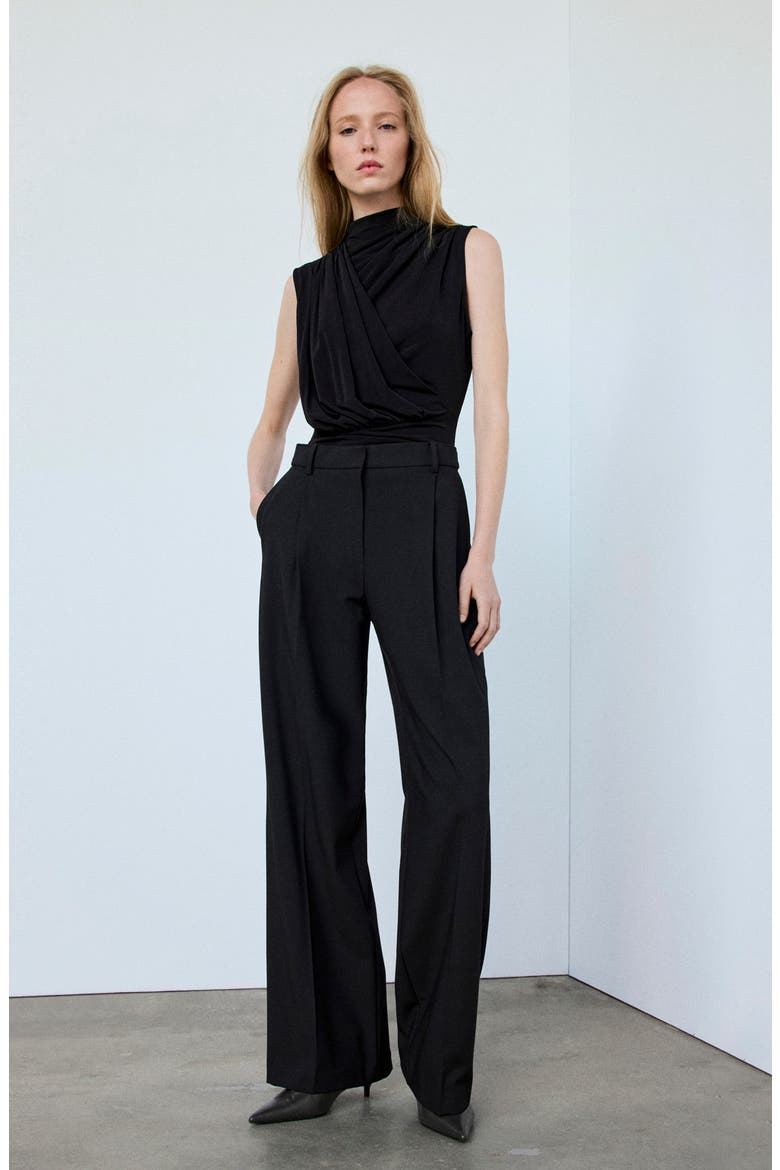 Chiffon Drape Sleeveless Top, Alternate, color, BLACK