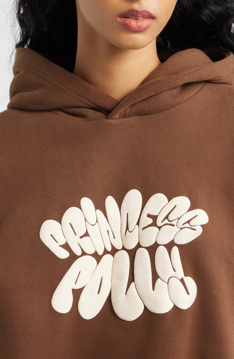 Princess Polly Brand Logo Hoodie, Alternate, color, Chocolate