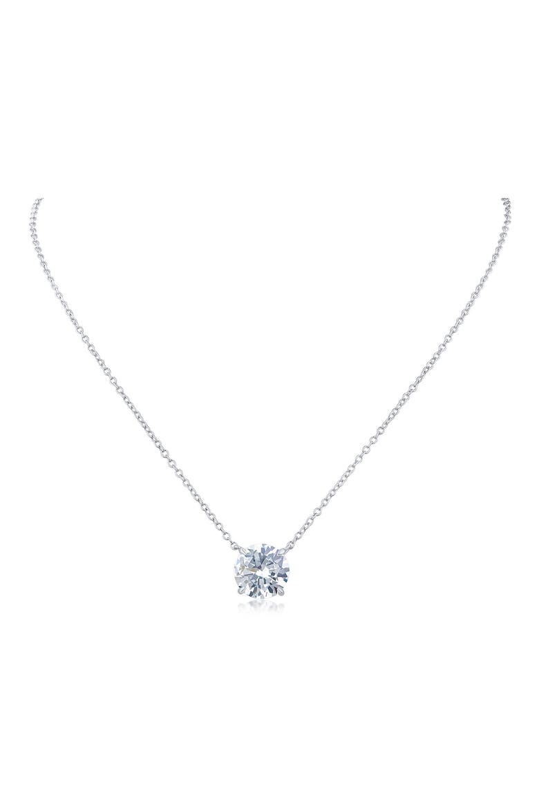 Round Cubic Zirconia Pendant Necklace, Main, color, RHODIUM PLATED