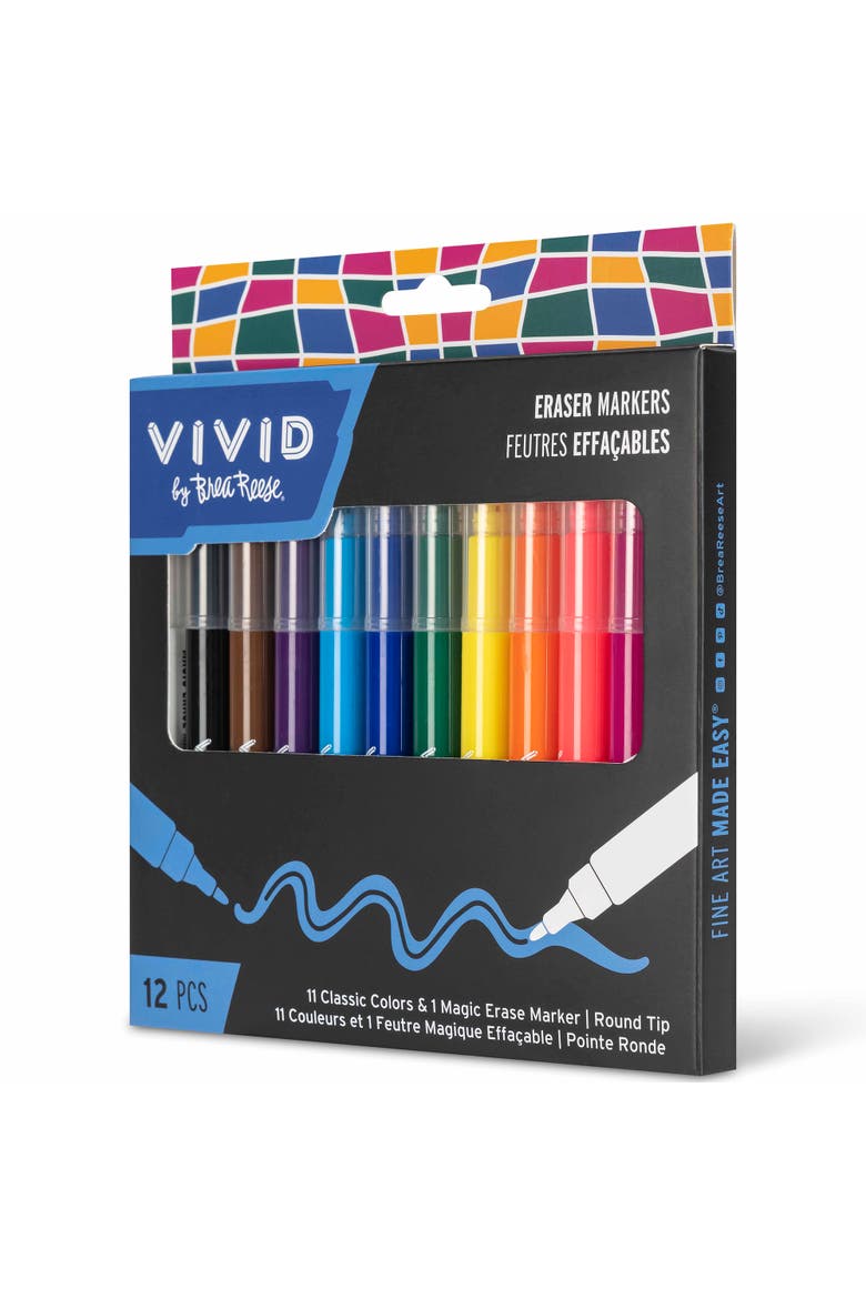 Eraser Markers, 11 Classic Ink Colors & 1 Erase Marker, Alternate, color, Multicolored