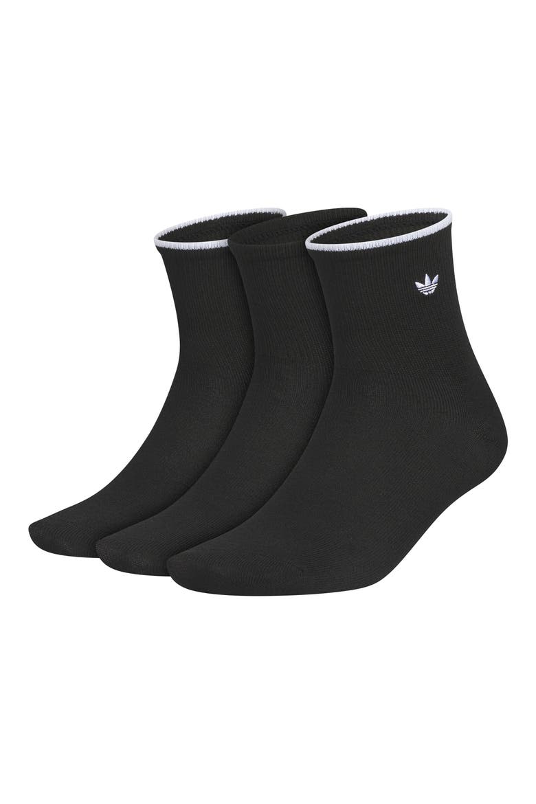 Luna Assorted 3-Pack Ankle Socks, Main, color, BLACK