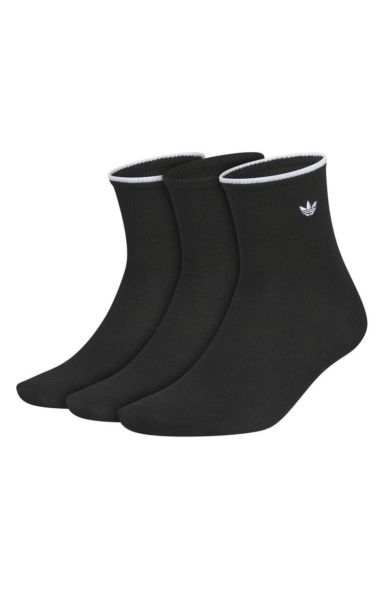 adidas Luna Assorted 3-Pack Ankle Socks, Main, color, Black