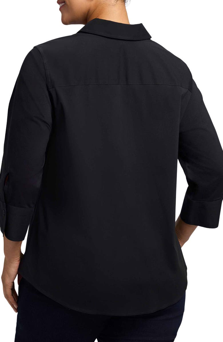 Foxcroft Mary Non-Iron Stretch Cotton Button-Up Shirt, Alternate, color, Black