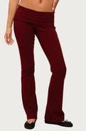 EDIKTED Ivanne Foldover Stretch Cotton Flare Pants