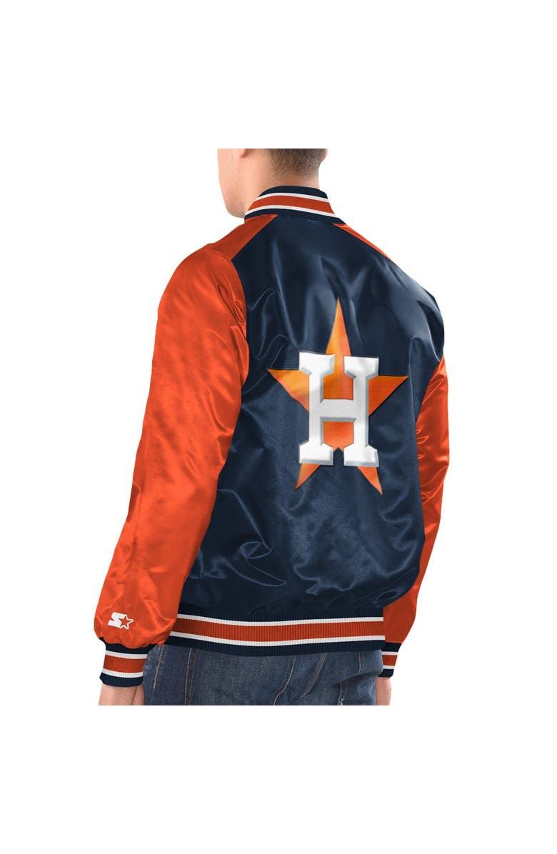 STARTER Men's Starter Navy/Orange Houston Astros Varsity Satin Full-Snap Jacket, Alternate, color, 
