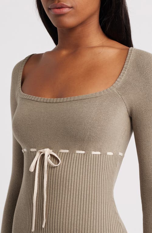 Bdg Urban Outfitters Edison Long Sleeve Sweater Minidress In Khaki