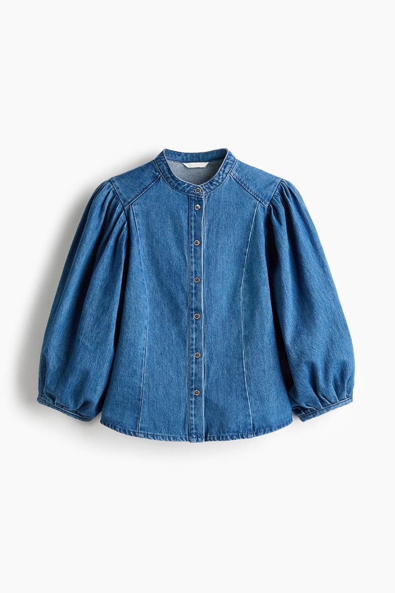 Denim Blouse, Alternate, color, Denim blue
