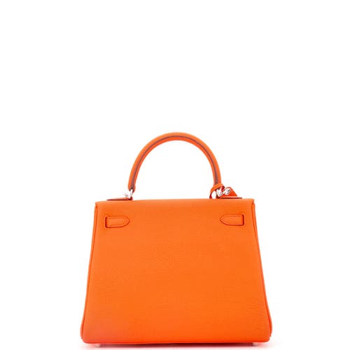 Pre-owned Hermes  Hermes Kelly Handbag Orange Togo With Palladium Hardware 25 In Orange
