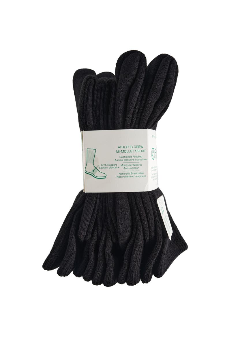 Organic Cotton Half Cushion Crew Sock 5-Pack, Alternate, color, Black
