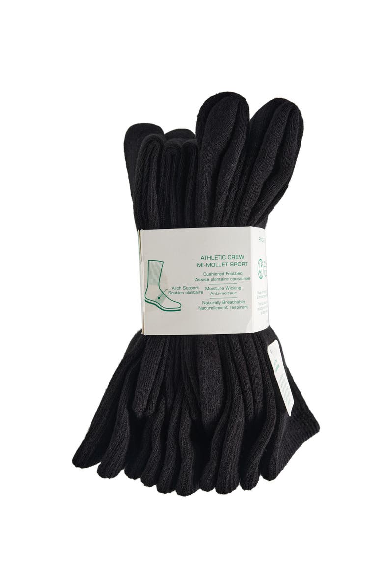 French Connection Organic Cotton Half Cushion Crew Sock 5-Pack, Alternate, color, Black