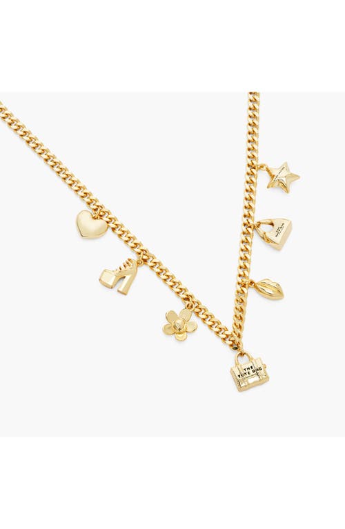 Marc Jacobs Mini Icon Charm Necklace In Light Antique Gold