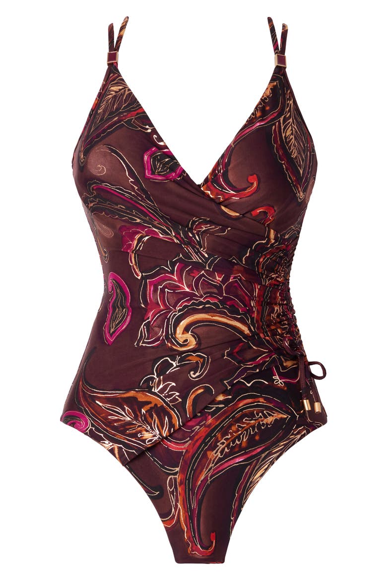 Empress Celeste One-Piece Swimsuit, Alternate, color, WINE RED