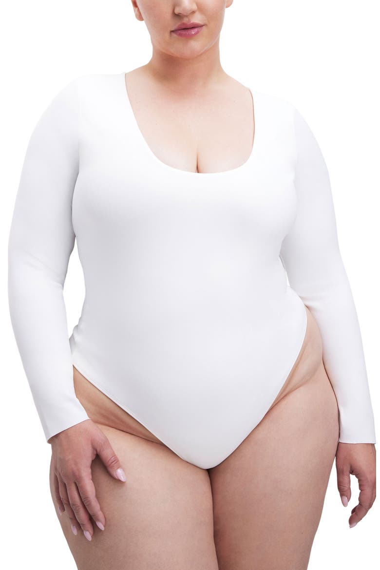 Sculpting Scoop Neck Bodysuit, Alternate, color, WHITE001