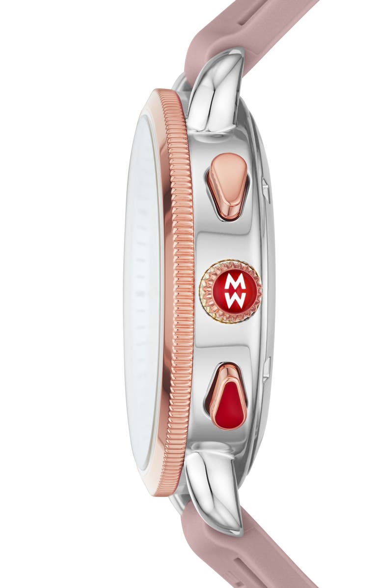 MICHELE Sporty Sport Sail Chronograph Watch Head with Silicone Strap, 38mm, Alternate, color,