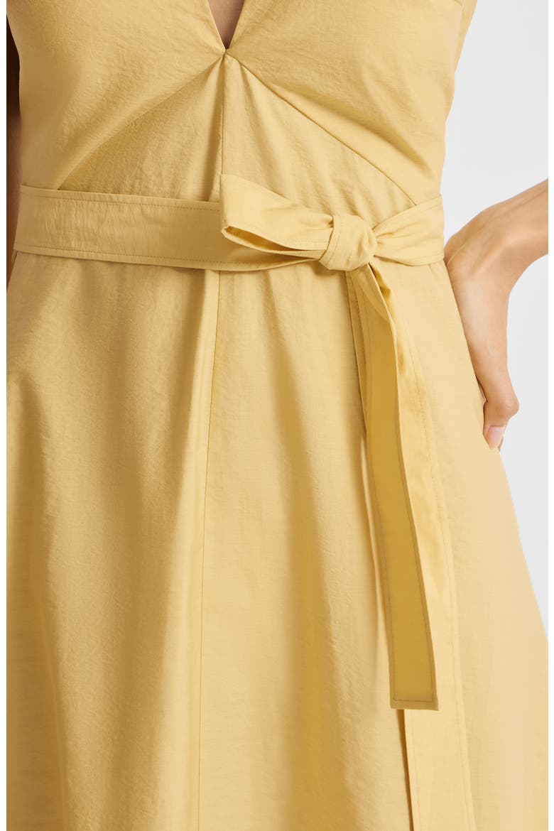 Techno cotton poplin belted dress, Alternate, color, Zabaione Yellow