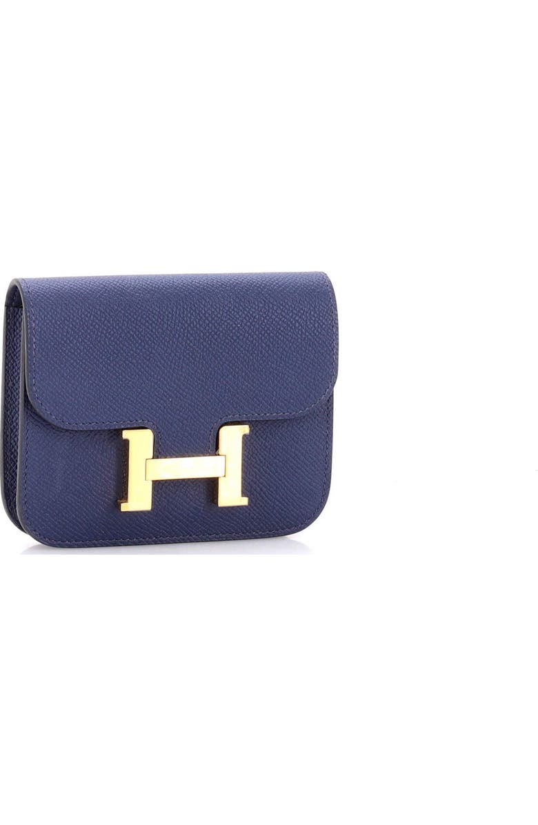 Pre-Owned Hermes Constance Slim Wallet Epsom, Alternate, color, Bleu Navy