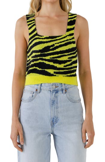 English Factory Tiger Sweater Tank In Black