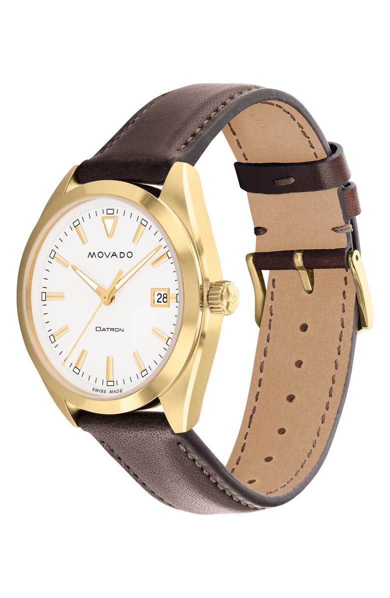 Movado Heritage Datron Leather Strap Watch, 39mm, Alternate, color,
