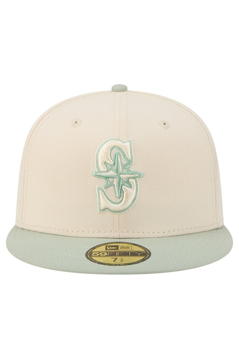 Men's New Era Cream/Green Seattle Mariners Color Pack 59FIFTY Fitted Hat, Alternate, color, Cream