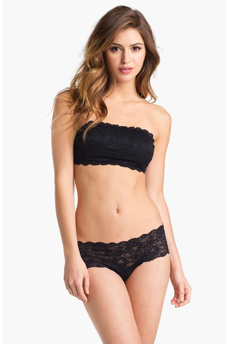 'Never Say Never' Lace Bandeau Bra, Alternate, color, BLACK