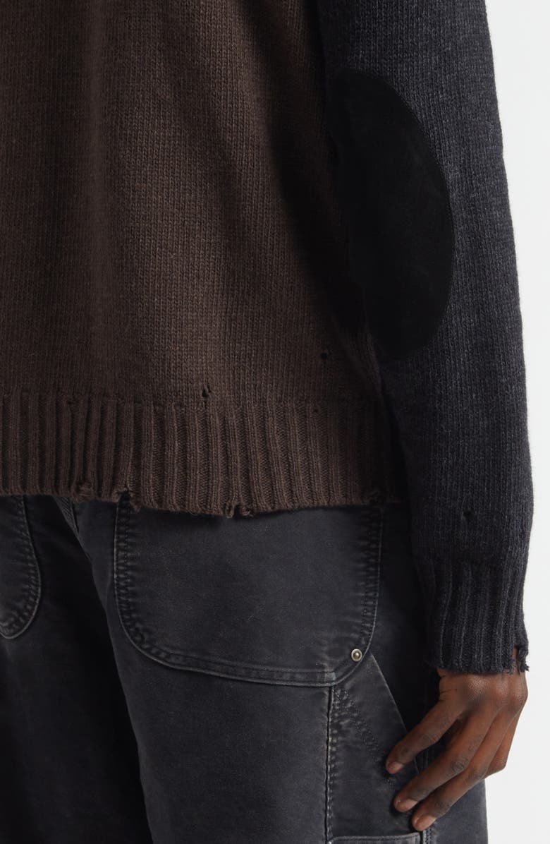 MM6 Maison Margiela Distressed Wool Blend Cardigan, Alternate, color, Color Block