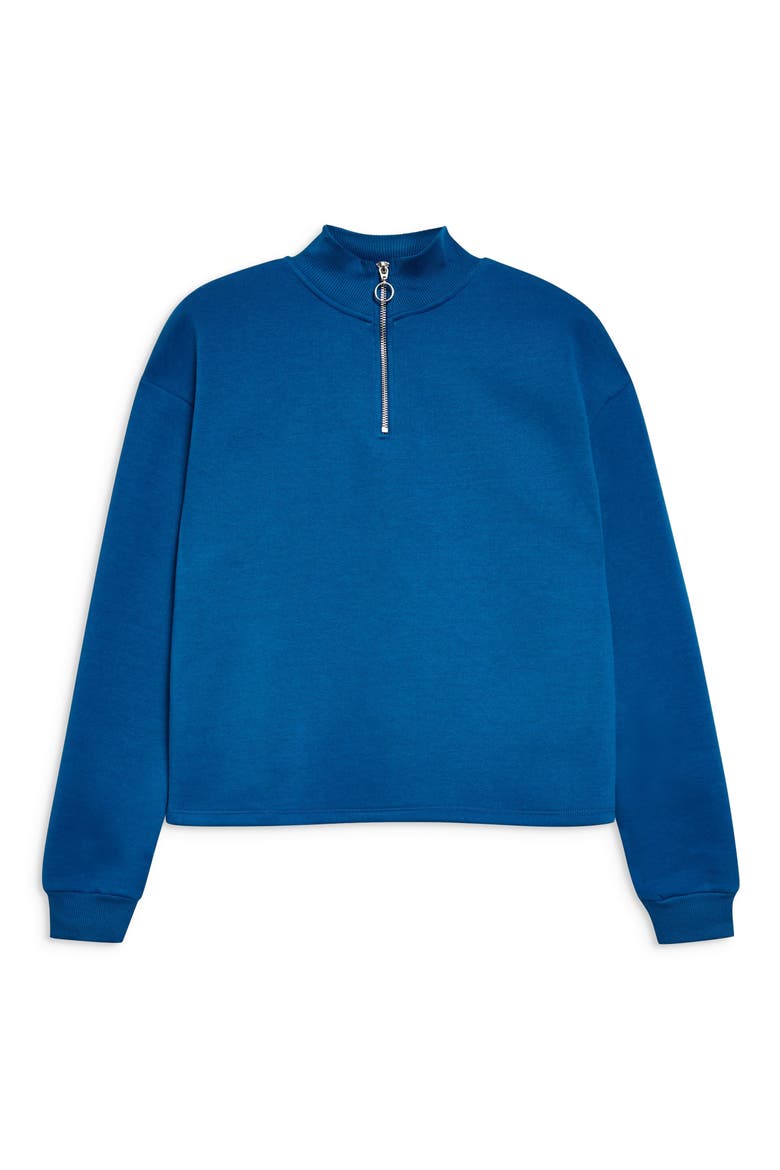 Zip Funnel Neck Sweatshirt, Alternate, color, BLUE